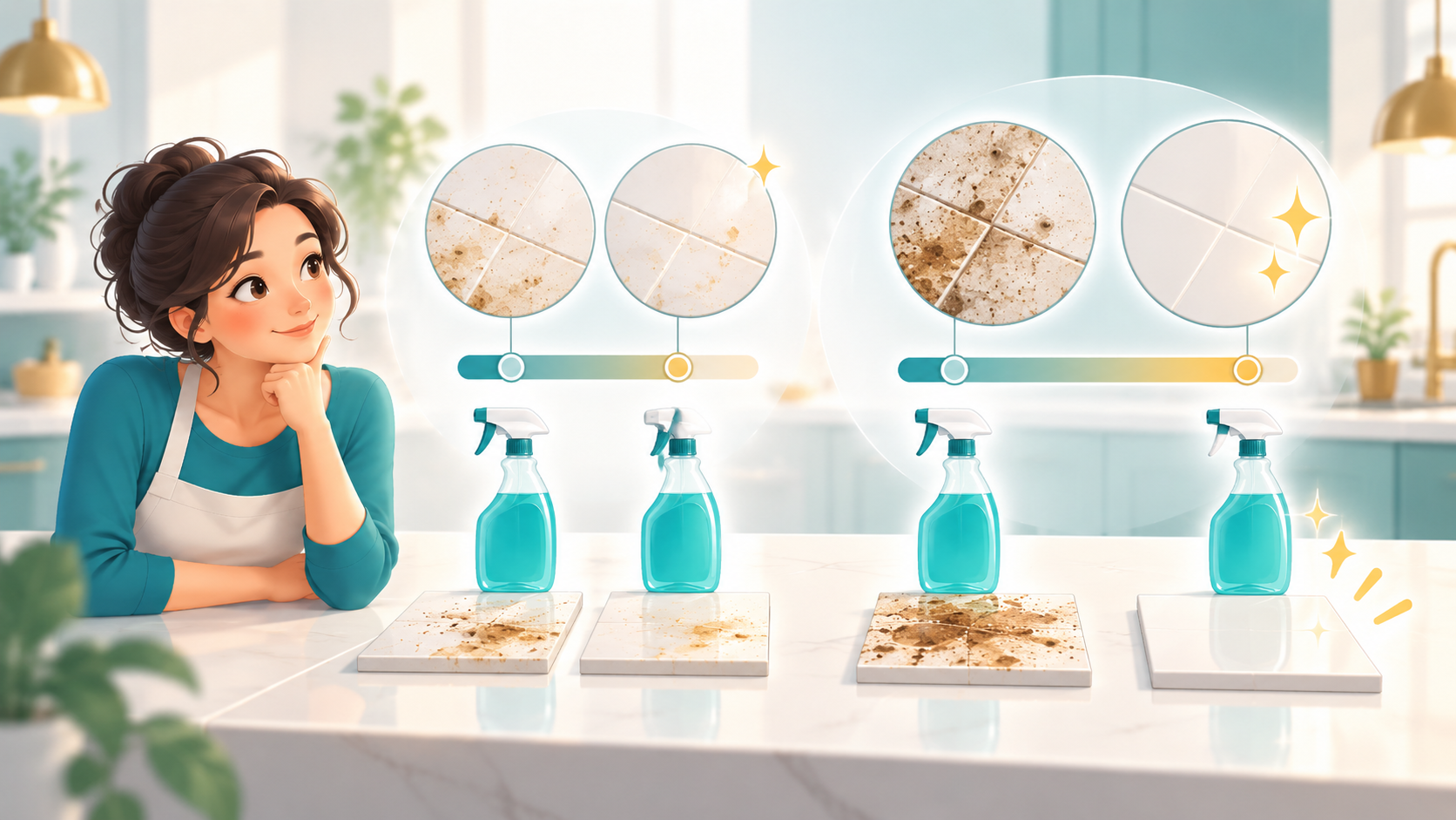 Comparing Cleaning Results in a Bright Kitchen